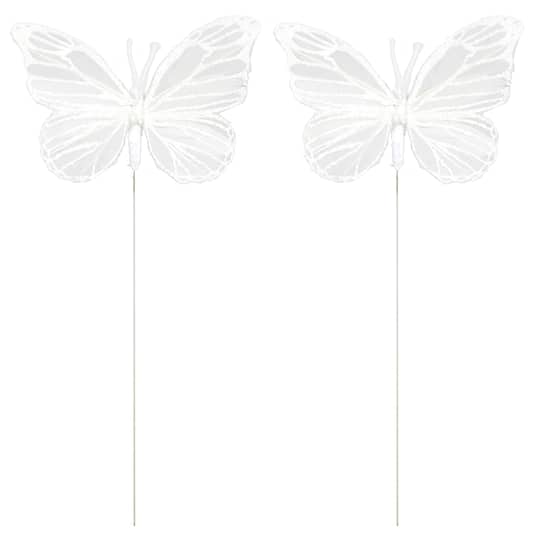 8 Packs: 5ct. (40 total) 8.6&#x22; White Feather Butterflies by Ashland&#xAE;